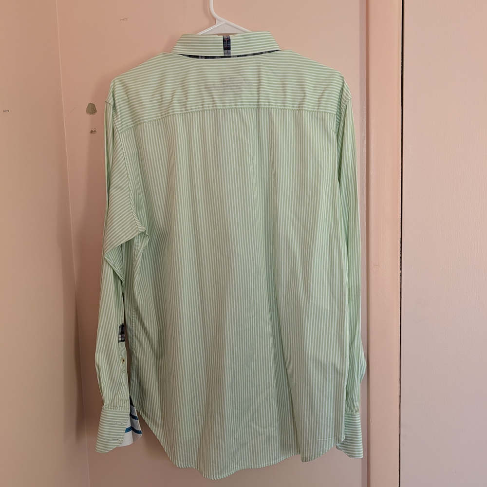Men's Light Green Stripe Dress Shirt - Classic Collar - Picture 3 of 6